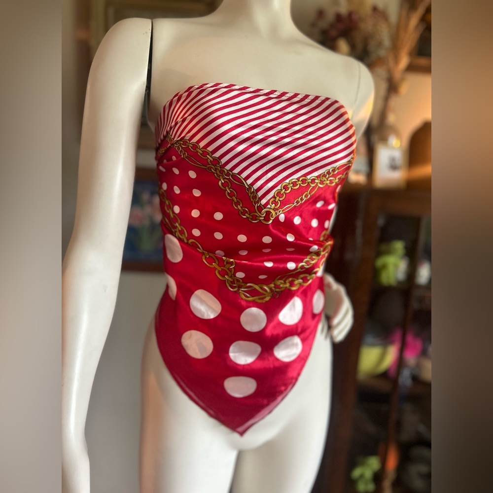 Red Polka Dot Y2K vintage scarf bandana shirt